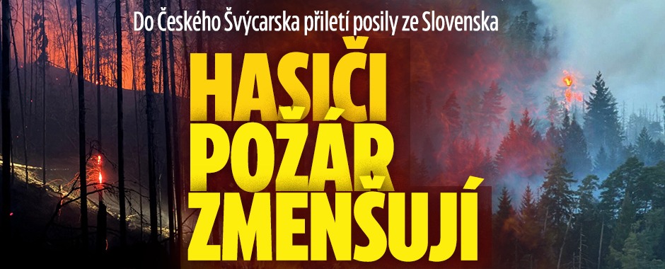 Banner ke žhavému tématu: České Švýcarsko hoří: Hasiči požár ...