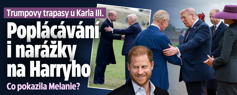 Banner ke žhavému tématu: Trumpovy trapasy u krále Karla III.: ...