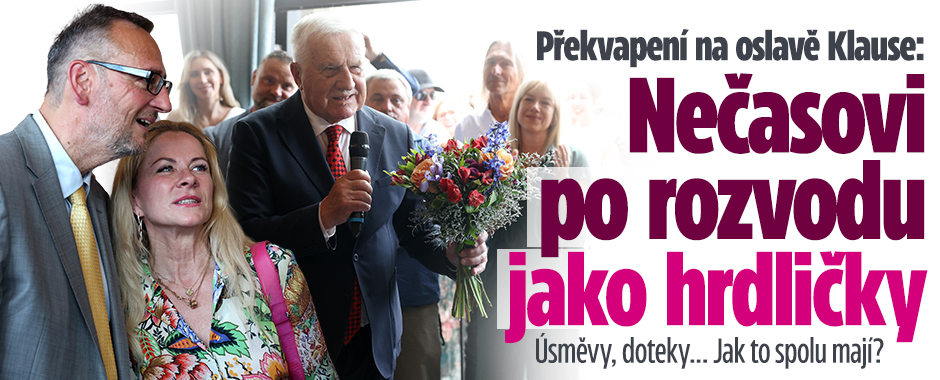 Banner ke žhavému tématu: Nečas s Janou překvapili na Klausově ...