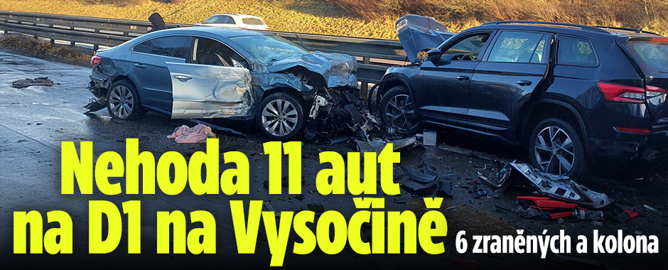 Banner ke žhavému tématu: Nehoda 11 aut na D1 na Vysočině: 6 ...
