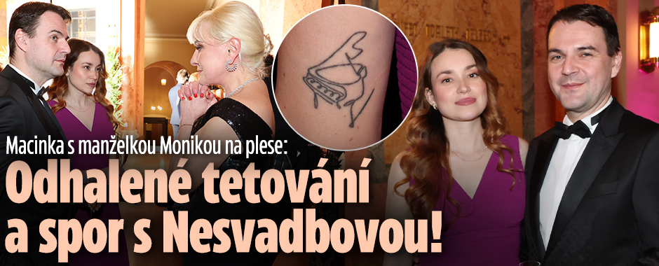 Banner ke žhavému tématu: Macinka s manželkou Monikou na plese: ...