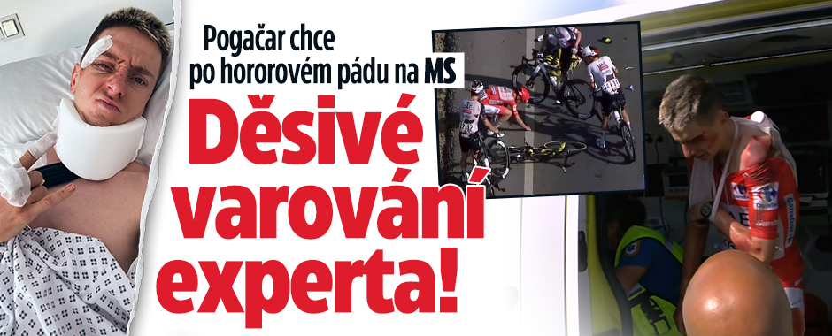 Banner ke žhavému tématu: Pogačar chce po pádu na MS: Děsivé ...