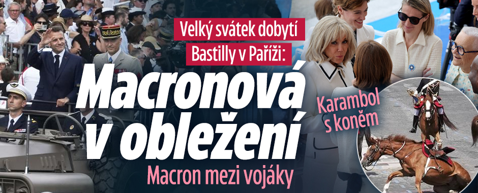 Velký svátek dobytí Bastilly v Paříži: Macronová v obležení