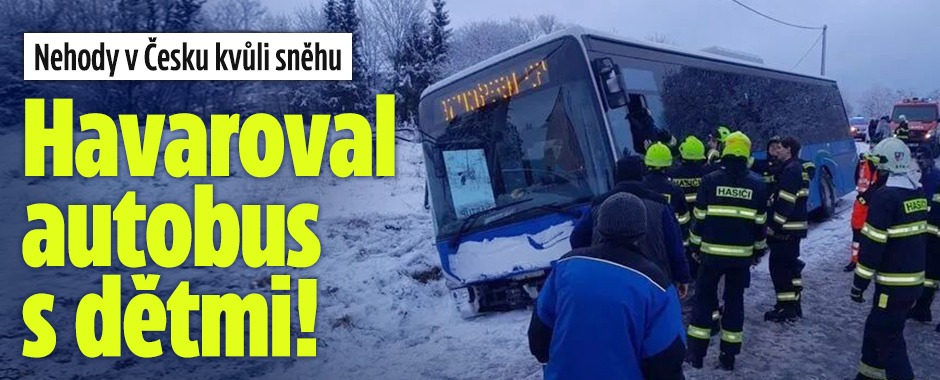Banner ke žhavému tématu: Sníh v Česku: Havaroval autobus s dětmi