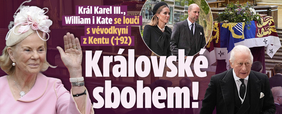 Banner ke žhavému tématu: Pohřeb vévodkyně z Kentu (†92): Kate s ...
