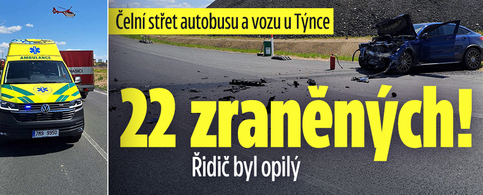 Nehoda autobusu a auta na Olomoucku: 22 zraněných