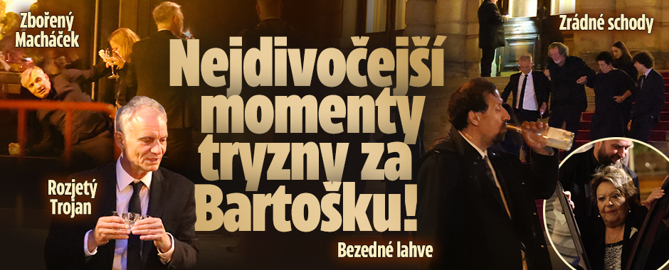 Slavní se loučili: Nejdivočejší momenty tryzny za Bartošku 