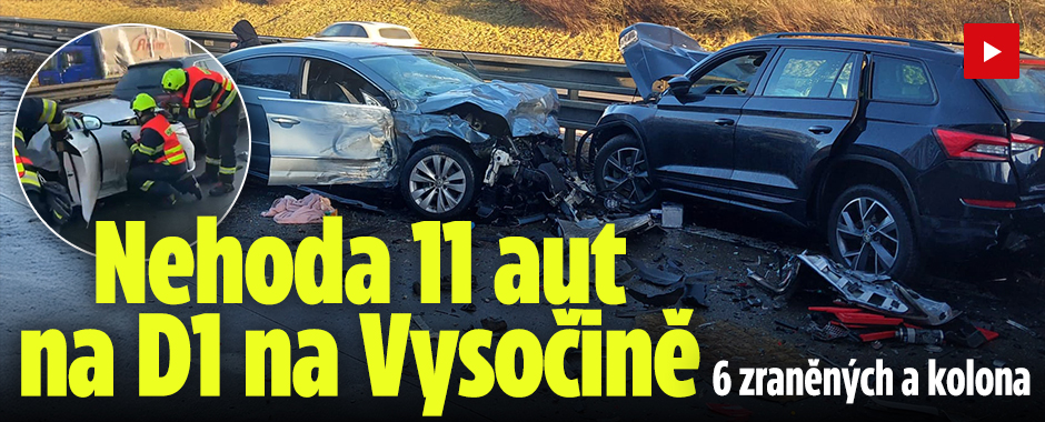 Banner ke žhavému tématu: Nehoda 11 aut na D1 na Vysočině: 6 ...