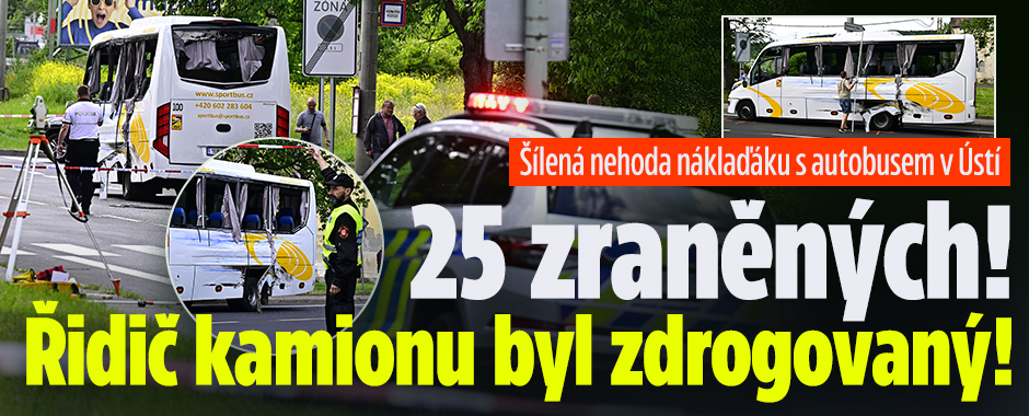 Šílená nehoda náklaďáku s autobusem v Ústí: Dvacet zraněných!