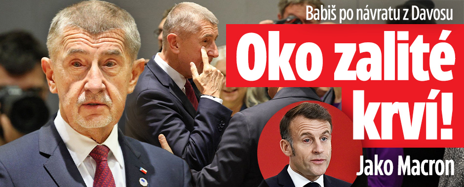 Banner ke žhavému tématu: Babiš jako Macron: Oko zalité krví!