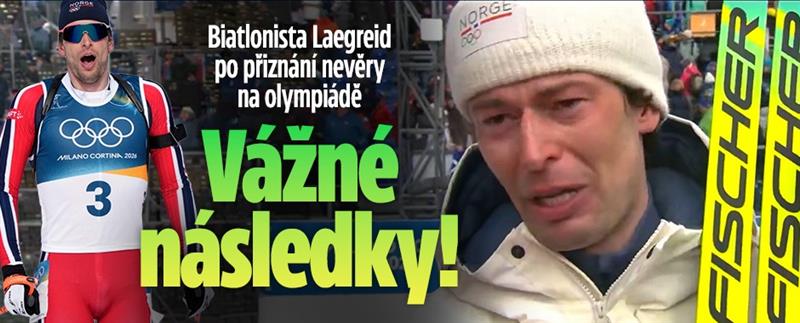 Banner ke žhavému tématu: Biatlonista Laegreid po přiznání ...