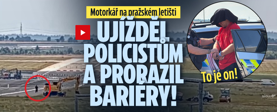 Po přistávací dráze pražského letiště se proháněl motorkář