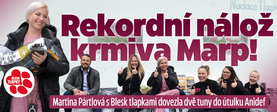 Pártlová s Blesk tlapkami dovezla dvě tuny krmiva do útulku