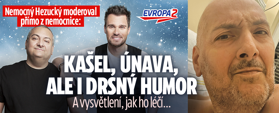 Banner ke žhavému tématu: Hezucký moderoval z nemocnice: Kašel, ...