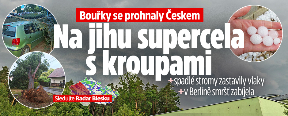 Českem se prohnaly bouřky: Supercela a stromy na kolejích