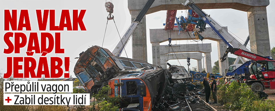 Banner ke žhavému tématu: Na vlak spadl těžký jeřáb! Přepůlil ...