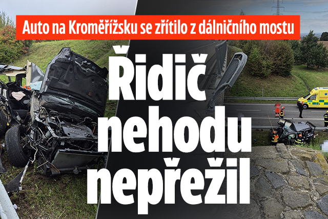 Banner ke žhavému tématu: Auto na Kroměřížsku se zřítilo z mostu: ...
