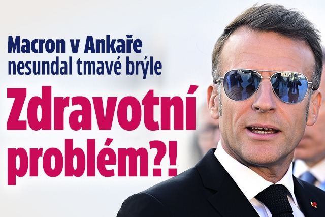 Banner ke žhavému tématu: Macron v Ankaře nesundal tmavé brýle: ...