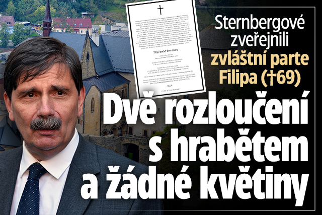 Banner ke žhavému tématu: Sternbergové zveřejnili neobvyklé parte ...