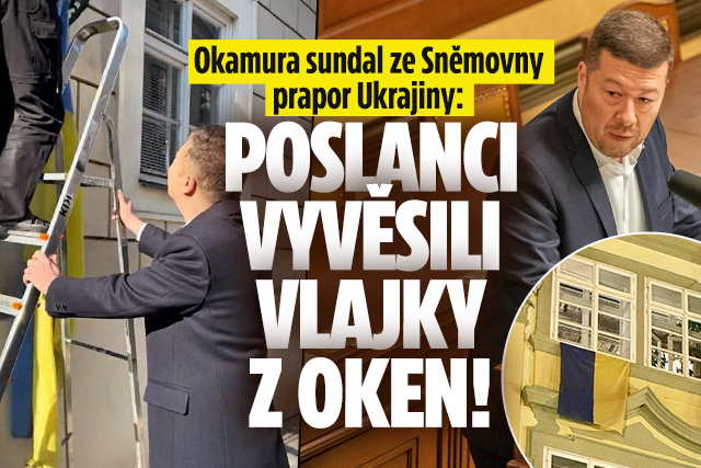 Banner ke žhavému tématu: Okamura sundal ze Sněmovny prapor ...