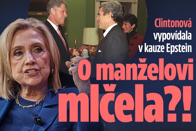 Banner ke žhavému tématu: Clintonová vypovídala v kauze Epstein: ...
