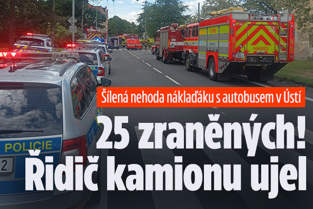 Šílená nehoda náklaďáku s autobusem v Ústí: Dvacet zraněných!