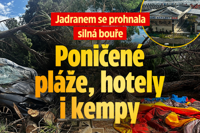 Jadran smetla silná bouře: Vichr a kroupy poničily pláže i kempy v ráji Čechů Jadran smetla silná bouře: Vichr a kroupy poničily pláže i kempy v ráji Čechů