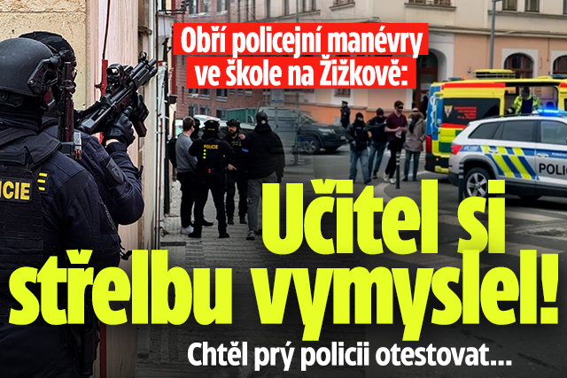 Banner ke žhavému tématu: Střelba ve škole na Žižkově? Učitel prý ...