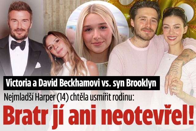 Banner ke žhavému tématu: Harper (14) chtěla usmířit Beckhamovy: ...