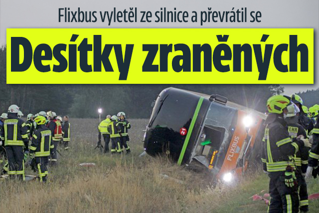 Flixbus vyletěl ze silnice a převrátil se: Desítky zraněných