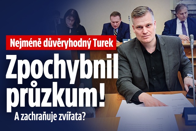 Banner ke žhavému tématu: Nejméně důvěryhodný politik Turek: ...