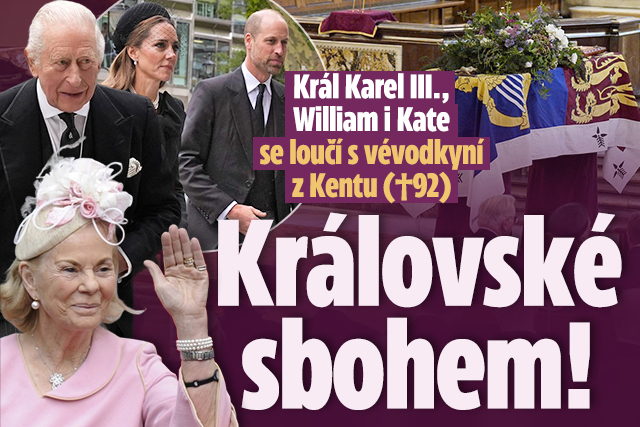 Banner ke žhavému tématu: Pohřeb vévodkyně z Kentu (†92): Kate s ...