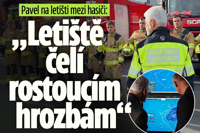 Banner ke žhavému tématu: Petr Pavel na letišti s hasiči: ...