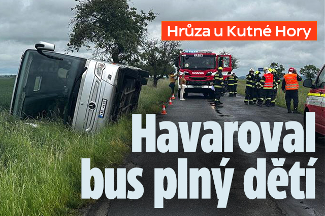 Hrůza u Kutné Hory: Havaroval bus plný dětí
