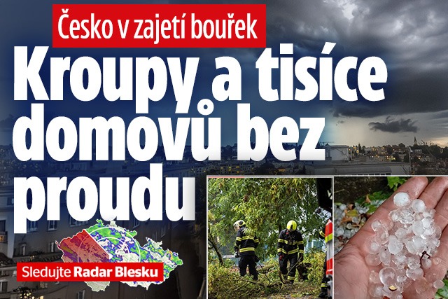 Banner ke žhavému tématu: Česko v zajetí bouřek: Padaly kroupy, ...