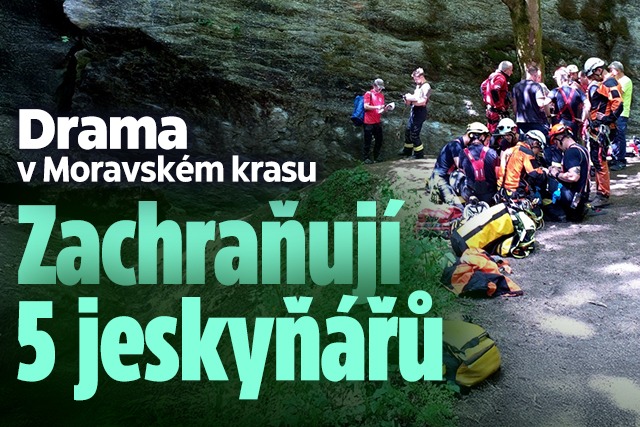 Banner ke žhavému tématu: V Moravském krasu uvízlo 5 jeskyňářů: ...