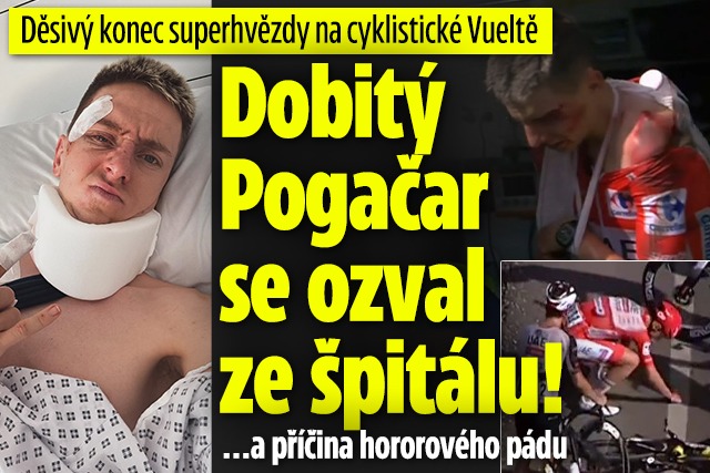 Banner ke žhavému tématu: Děsivý konec hvězdy na Vueltě: Pogačar ...