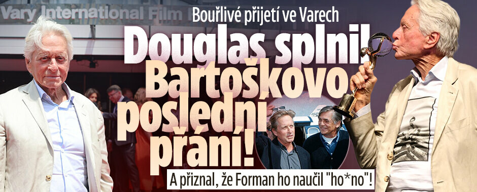 Bouřlivé přijetí ve Varech: Douglas splnil Bartoškovo poslední přání! A přiznal, že Forman ho naučil „ho*no“!