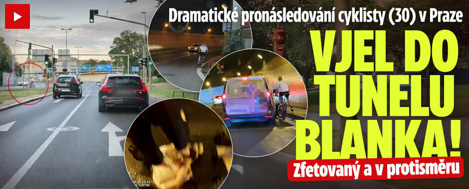 Zfetovaný cyklista prchal před policií: Vjel do tunelu Blanka v protisměru!