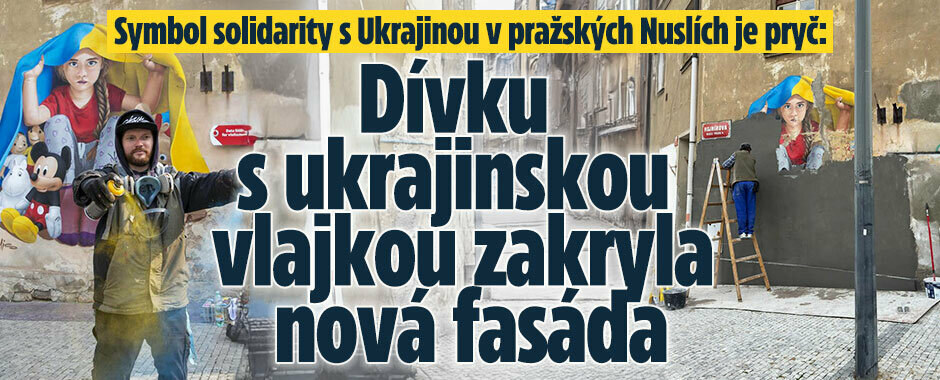 Symbol solidarity s Ukrajinou je pryč: Malbu dívky s ukrajinskou vlajkou v Nuslích zakryla nová fasáda