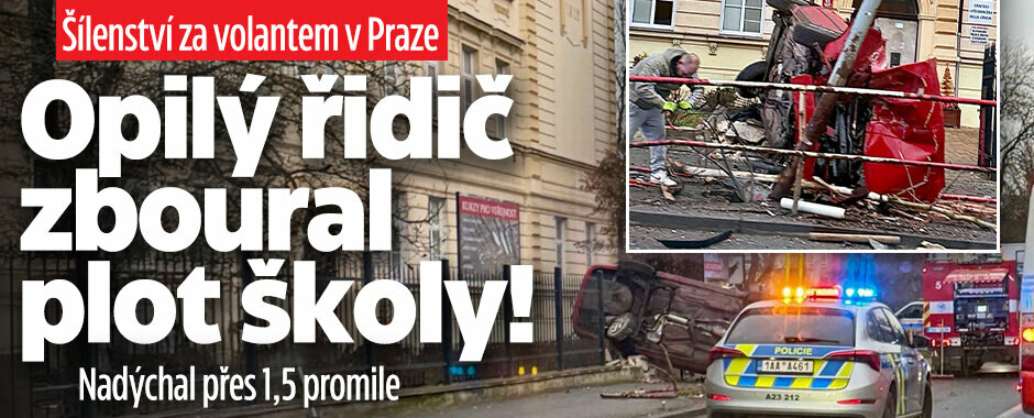 Šílenství za volantem v Praze: Opilý řidič zboural plot školy, nadýchal přes 1,5 promile