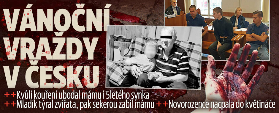 Vánoční vraždy v Česku: Kvůli kouření ubodal mámu i 5letého synka i mladík, co týral zvířata a sekerou zabil svou mámu