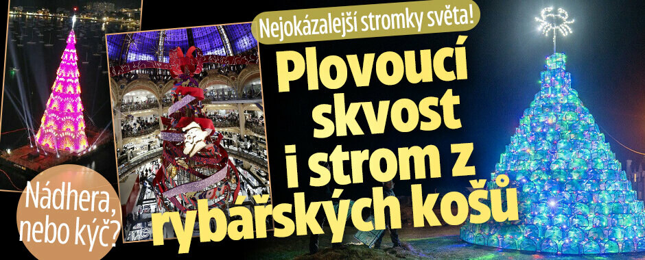 Nejokázalejší vánoční stromky světa: Plovoucí skvost, strom z rybářských košů i prázdných lahví