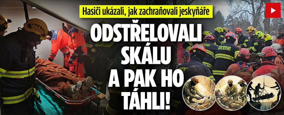Hasiči ukázali, jak zachraňovali jeskyňáře: Odstřelovali skálu a pak ho táhli!