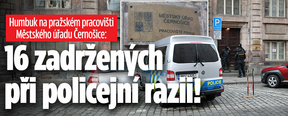 Policejní zátah na pražském pracovišti Městského úřadu Černošice! Zadrželi 16 lidí, úřad je zavřený