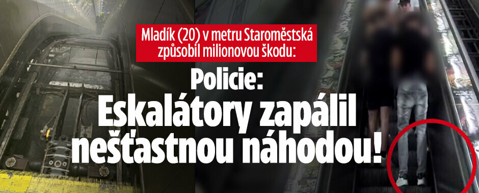 Mladík (20) zapálil eskalátor na Staroměstské. Policie: Byla to nešťastná náhoda!