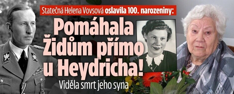 Statečná Helena Vovsová oslavila 100. narozeniny: Pomáhala Židům přímo u Heydricha. Viděla smrt jeho syna!