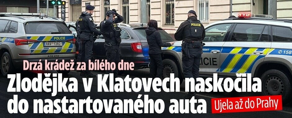 Drzá krádež za bílého dne: Žena v Klatovech naskočila do nastartovaného Superba a ujela až do Prahy 
