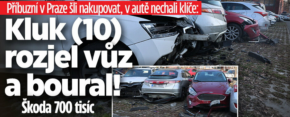 Kluk (10) zůstal v autě v Praze sám s klíči: Rozjel ho a naboural čtyři vozy! Škoda 700 tisíc