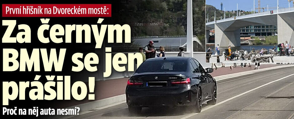 Dvorecký most jen pro chodce a MHD? Řidič BMW si s tím hlavu nelámal, za autem se jen prášilo!